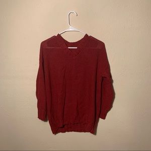 Red V neck sweater